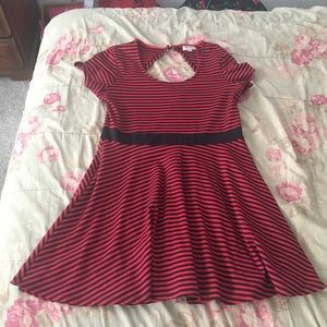 Red and black striped dress
